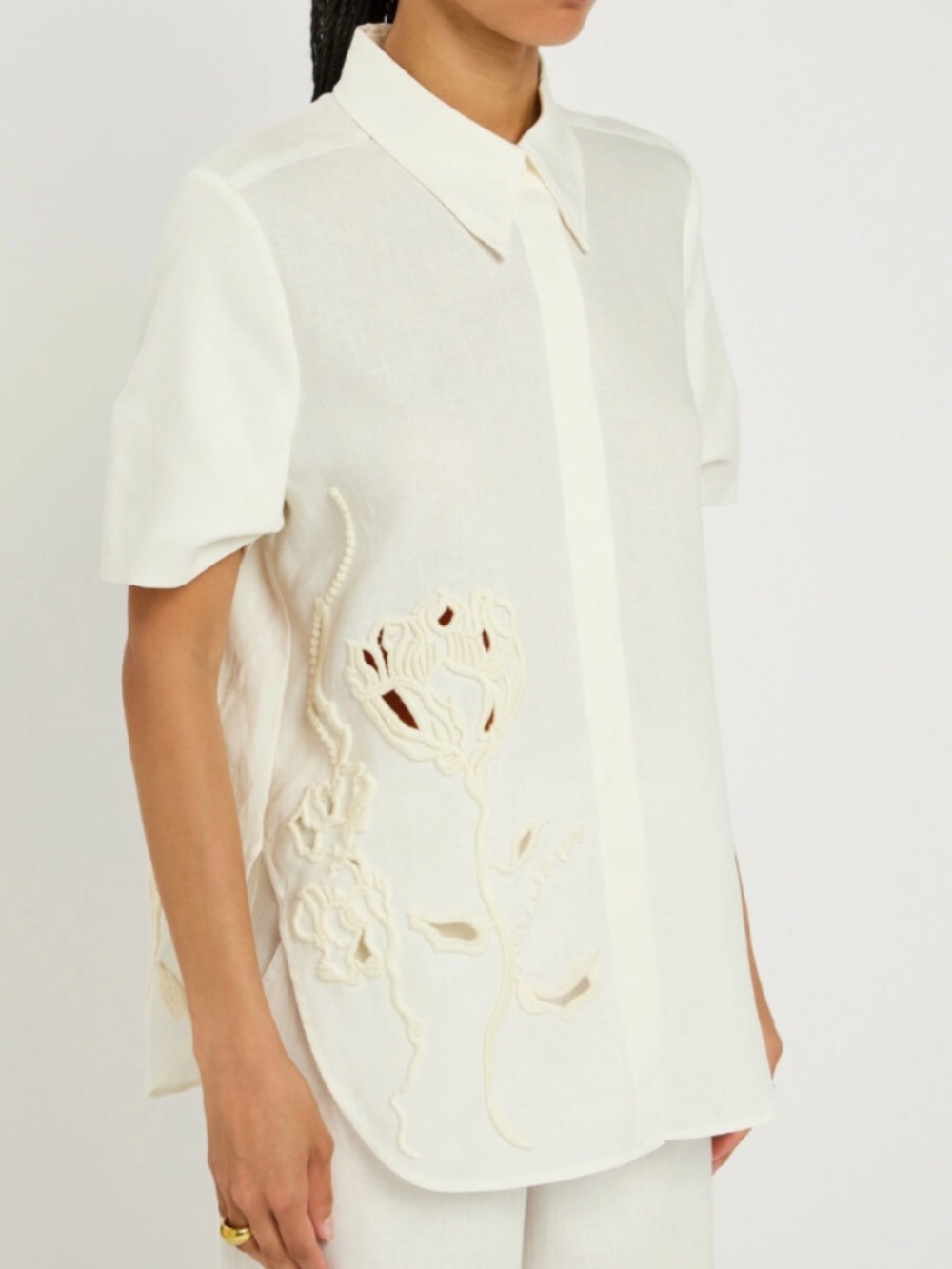 Dorothee Schumacher Intricately Embroidered 100% Linen Beauty Button Down Shirt - Picture 2 of 15